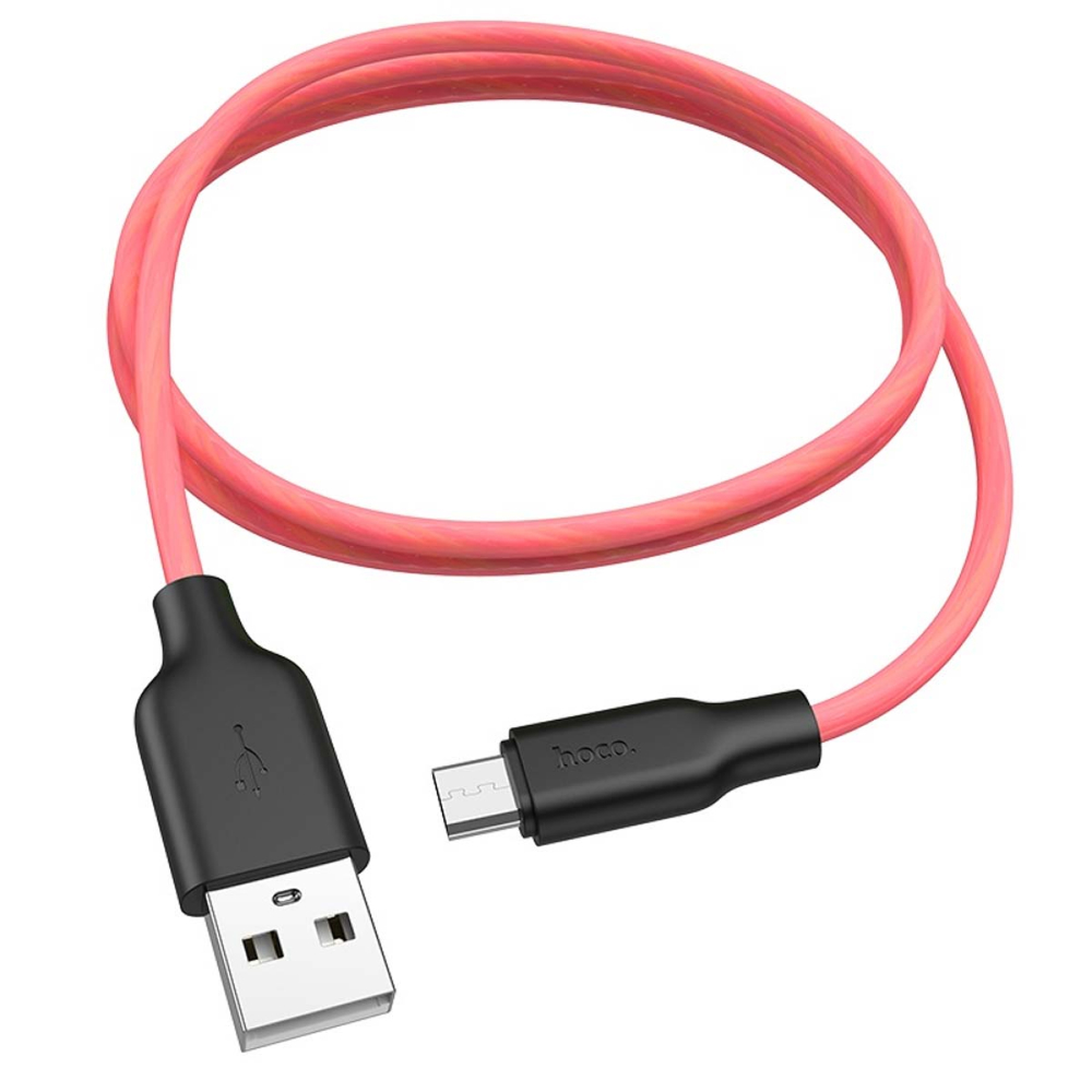 Кабель HOCO X21 Plus USB - micro USB cable, 1м, 2.4A, чёрно-красный